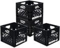 ORGANIZE-IT! 4 Pack Storage Milk Crate, Heavy-Duty Versatile Box, Black by Organize-It