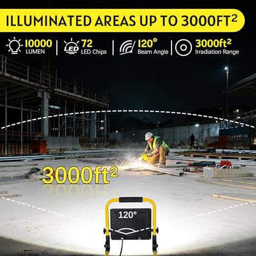 10000LM Portable LED Work Light, IP66 Waterproof for Garage - Image 5