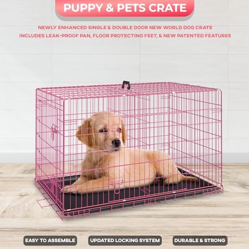FDW | 24" Foldable Metal Dog Crate | Pink | Cage for Small Dogs - Image 4