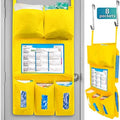 LLC Personal Protective Equipment (PPE) Isolation Door Caddy, Nylon Oxford NFPA-701 Large Scale Flame Retardant Coating 18.5 X 31 Inch, Included 2 Hooks - Yellow (with Back Pockets) by Unknown