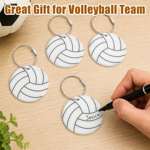 19 Pcs Volleyball Luggage Tags, Volleyball Party Favors Suitcase Labels with Pen, Metal Ring Name ID Card and DIY Pocket for Sports Team Travel Baggage Identifiers for Men Women - Image 7
