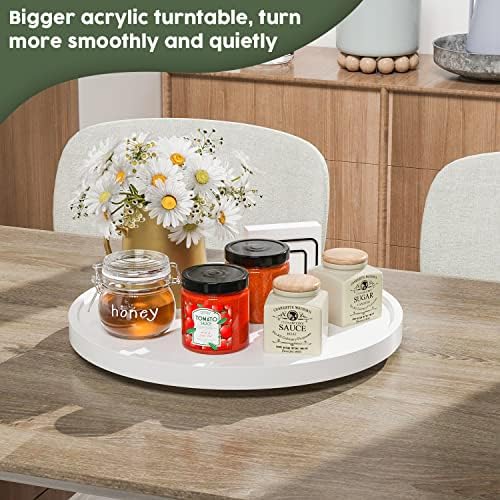 White Lazy Susan, 13.2 Inch Non-Skid Bamboo Turntable - Image 3