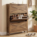 VASAGLE Farmhouse Shoe Cabinet, Narrow Storage Organizer, 3 Flip Drawers by VASAGLEbySONGMICSHOME