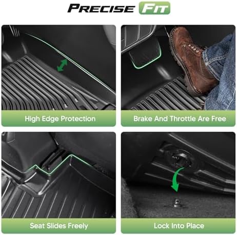 Focus Floor Mats - Car Mats for Ford Focus 2012–2018 Sedan (Not for Hatchback/RS/ST), All Weather Full Set Cargo Liner with Backrest Mat for Focus Accessories, Heavy Duty Waterproof, Black - Image 3