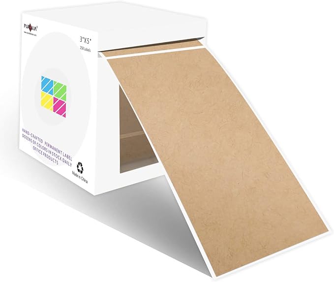 PARLAIM 3 X 5 Inch Rectangle Adhesive Color Coding Stickers, Kraft Rectangle by PARLAIM
