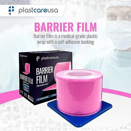 Pink Barrier Film Roll 4"x6" - 6.5nm Thickness Medical Grade Surface Protective Dental Barrier Film for Dental, Medical, Tattoo - Easy Peel, Non-Stick Tape (1 Box of 1200 Sheets) By PlastCare USA - Image 2