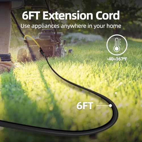 TiFFCOFiO Indoor Outdoor Extension Cord Waterproof, 6 Feet 3 Prong Power Cord for Home and Garden, 16 AWG, 13A/1625W, ETL Listed - Image 2