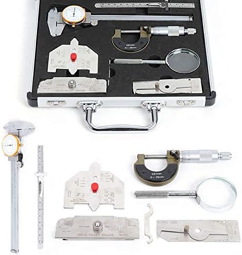 Welding Gauge Tool Inspection Kit, Welding Measure Gauge Tool Set with Briefcase Pacakge, Welding Inspection Ruler Set with Fillet Weld Gage, Micrometer in Metric, Sliding Clip Depth Gauge, Calliper - Image 2