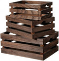 3 Pack Nesting Wooden Crates for Display Decorative Boxes, Decorative Farmhouse Rustic Wood Basket with Handles, Vintage Wood Box Display Risers for Home, Kitchen Pantry Cabinet, Shelf, Counter by Unknown