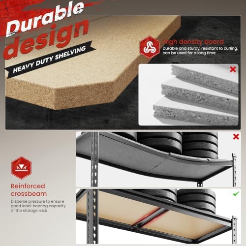 REIBII 4 Pack Garage Shelving for Warehouse, Heavy Duty Metal Shelving - Image 6