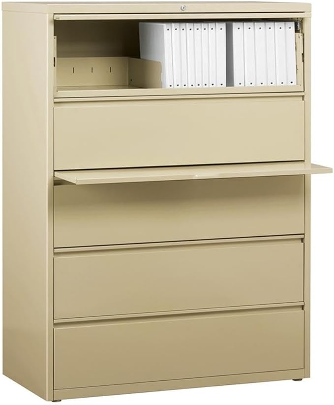 Pemberly Row 42-in Wide Metal 5 Drawer Lateral Filing Cabinet Putty/Beige - Image 2