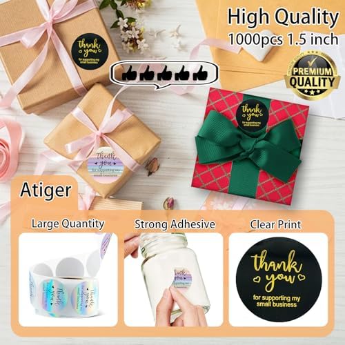 Thank You Stickers Rolls 1.5 Inch - 1000 Pcs Personalized Thank You for Supporting My Small Business Stickers Labels for Baking Envelope Seals Custom Sticker Tags for Wedding Birthday Party Gift Wrap - Image 3