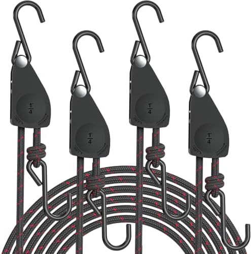 1/4" 12FT Kayak Straps Tie Downs Adjustable Ratchet Tie Down Straps 4 Pack by STAYGROW