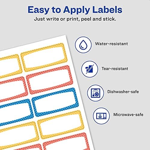 Avery Durable Labels for Kids' Gear, 3/4" x 1-3/4", Assorted Border Colors, Water-Resistant Labels, 60 Count (41442), (Pack of 2) - Image 2