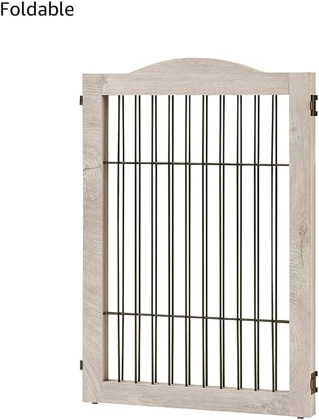 unipaws 44" Wide Dog Gate and Extension Kit, Free Standing Pet Gate, Wooden Dog - Image 3