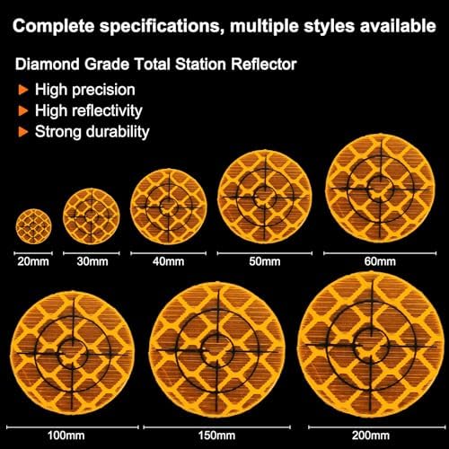 HARFINGTON 3pcs Survey Reflector Sheets 150mm x 150mm Self-Adhesive Surveying Target Mark Sticker Total Station Round Reflective Sheet Tape for Ship Inspection Tunnel Measure, Yellow - Image 5