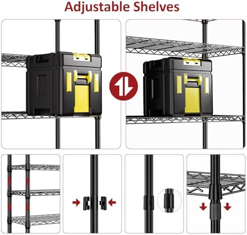 IZEUK 5 Tier White Metal Storage Shelves, Heavy Duty Wire Shelving Rack for Garage, Kitchen, Bathroom, Laundry, or Closet Organization, 1250 lbs Capacity, 11.8" D x 29.5" W x 59.5" H - Image 4