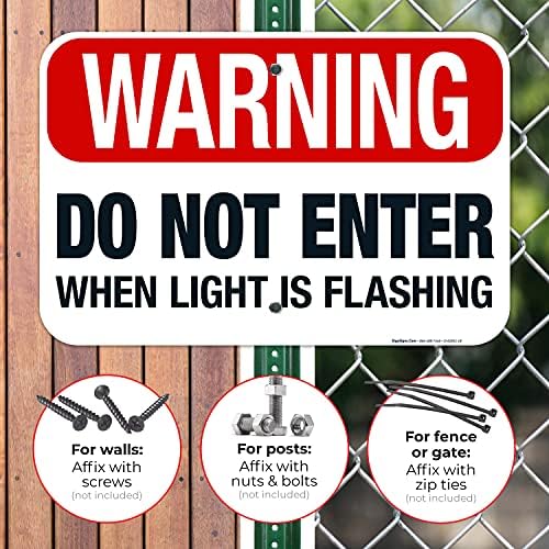 Warning Do Not Enter When Light is Flashing Sign, 12x18 Inches, Rust Free - Image 4