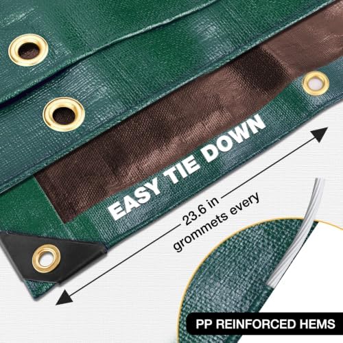 Winpull Tarp 10x12FT, 20 Mil Thinked Tarps Heavy Duty Waterproof, Multipurpose Poly Tarp Cover for Outdoor Camping Pool Car Tent, Green/Brown Tarp - Image 4