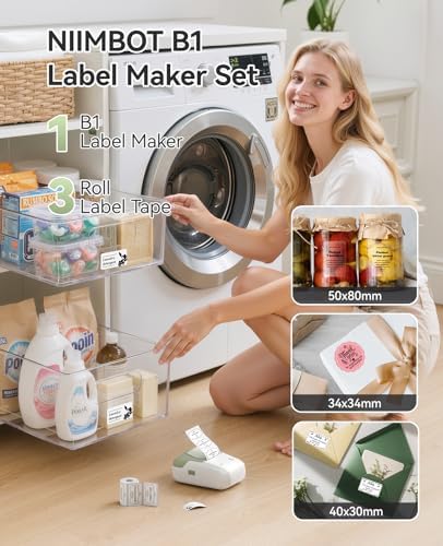 NIIMBOT B1 Label Maker Machine with 3 Tapes, 2Inch Thermal Label Printer - Image 2