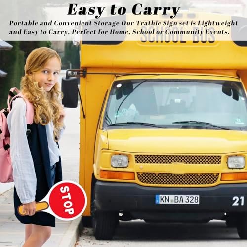 4 PCS Double Sided Stop Sign Handheld Children Red and Green Traffic Sign Lights for Children in the Classroom, Teaching Traffic Safety When Crossing the Street Road Signs, 9.84 x 7.08 inches - Image 7