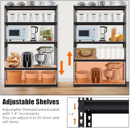 Takywep Heavy Duty Storage Shelves 48" x 24" x 72", 5 Tier Durable Metal Construction, Adjustable Shelving, Storage Utility Rack Shelf Unit for Garage, Kitchen, Warehouse - Image 5