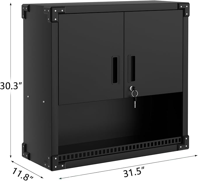 Heavy Duty Steel Garage Wall Cabinet, Floating Hanging Storage Organizer - Image 2