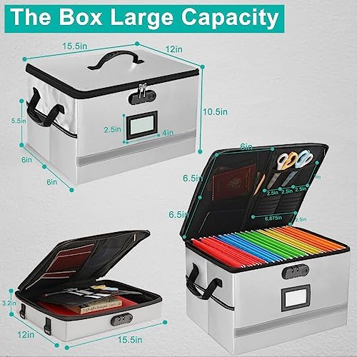 EXLIFBAG Fireproof File Organizer with Lock, 2 Layer - Image 3