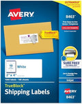 Avery Printable Shipping Labels, Sure Feed Technology, 2" x 4" Customizable Stickers, White, 1,000 Blank Mailing Labels, Great for Mailing, Shipping, and More (8463) by Avery