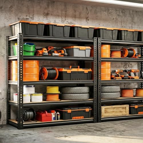 Romorgniz 48" W Garage Shelves 5 Tier Storage Shelves Organizers,3000LBS Heavy Duty Adjustable Shelving Unit,Garage Shelves Metal Shelf for Basement, Warehouse,Commercial,School,72.02" H x 24.4" D,2P - Image 4