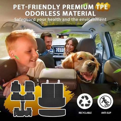 Powerty Floor Mats for 2020-2024 2025 Hyundai Palisade 7/8 Seat Car Mats, All Weather 3D TPE Anti-Slip Trunk Cargo Liner Seat Back Covers Protectors Full Set Car Accessories - Image 4
