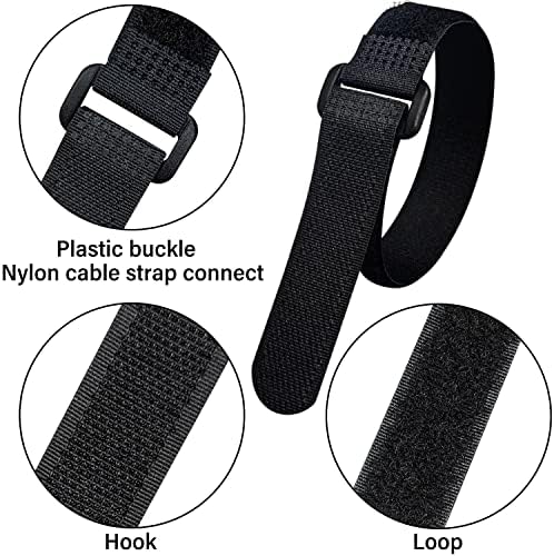 40pcs Reusable Cable Ties - 4 Sizes (6/8/10/12 Inch) - Hook and Loop Cinch Straps for Wire Management - Heavy Duty Cord Organizer & Wire Ties for Electronics, PC, Home & Office - Image 3