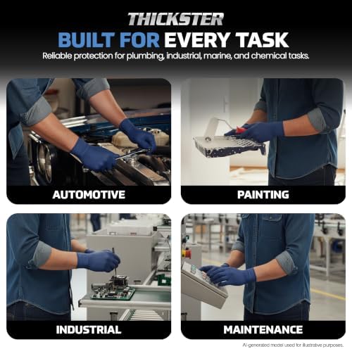 Thickster Powder-Free Exam Grade Latex Disposable Gloves. Blue, 14 mil Thickness, 12" Length. Single Use. Pack of 50. - Image 6