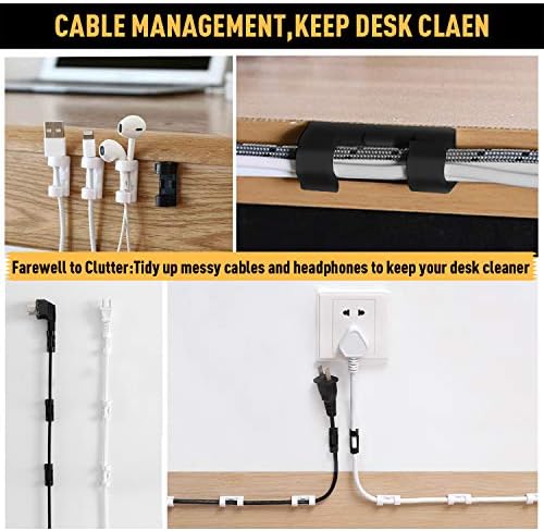 Cable Clips with Strong Self-Adhesive, XIAOXI Cable Management TV PC Wire Holder Sticky Tidy and Organizer Cord and Wires - 40 Pcs (Clear) (Pack of 3) - Image 3