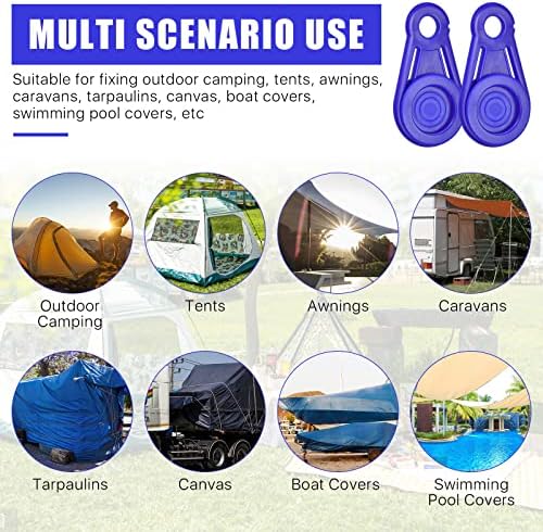 Tarp Clips Heavy Duty, 20 Pack Tarp Grabber Movable Canopy Clips for Outdoor Camping, Tent, Awning, Banner, Cover Swimming Pool Covers Plastic Tarp Holder Clips Blue - Image 7