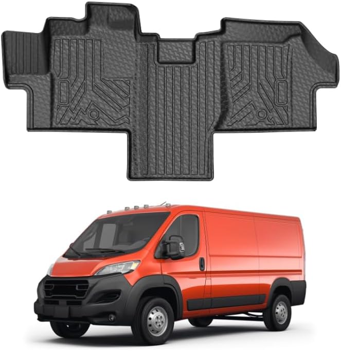Mixsuper Floor mat for Ram Promaster 1500/2500/3500 2018-2026 (Not Fit for EV & Promaster City),All Weather TPE Rubber Floor Liners Protection for Promaster Accessories,1 Row Anti-Slip Car Mats, Black by Mixsuper
