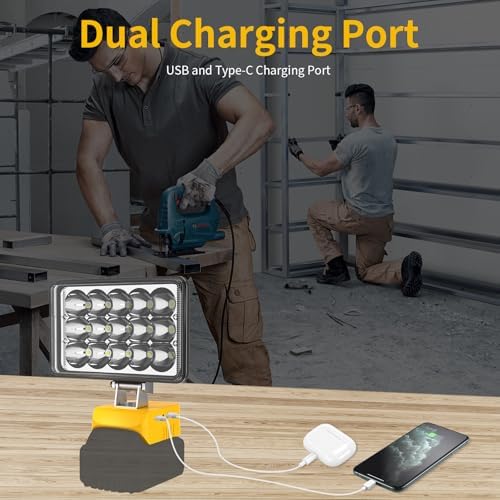 T-SUN 75W LED Work Light Compatible with Dewalt 20V Max Battery - Image 4