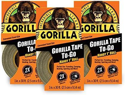GORILLA Mini Duct Tape to-Go, Travel Size, 1" x 10 yd, Black, 3-Pack by Gorilla