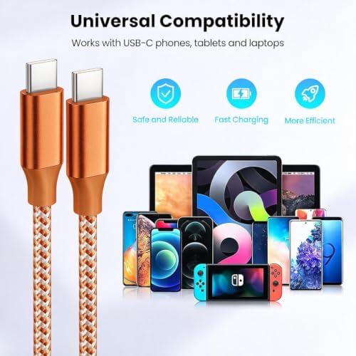 KYEHD USB C Cable，3 Pack 10FT 60W Fast Charging USB C to USB C Cable, Durable Type C Charger Cable for iPhone 17/16/15/iPad MacBook CarPlay and More - Image 6