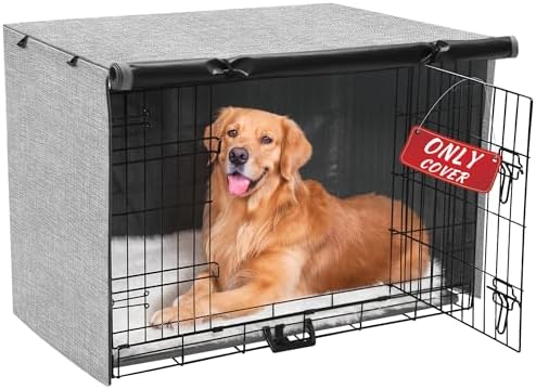 Akinerri Dog Crate Cover, Double Door Waterproof Kennel Cover, 24 in Grey by Akinerri