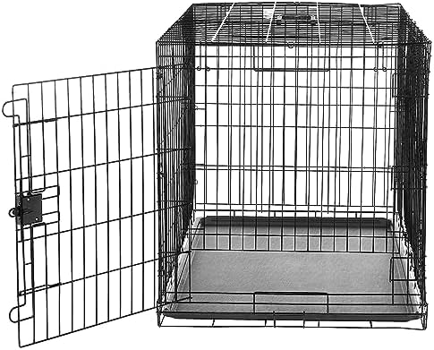 Amazon Basics Portable, Collapsible Metal Wire Dog Crate with Removable Tray, Double Door, Easy to Assemble, Divider Panel for Large Dogs, 42" x 28" x 30", Black - Image 3
