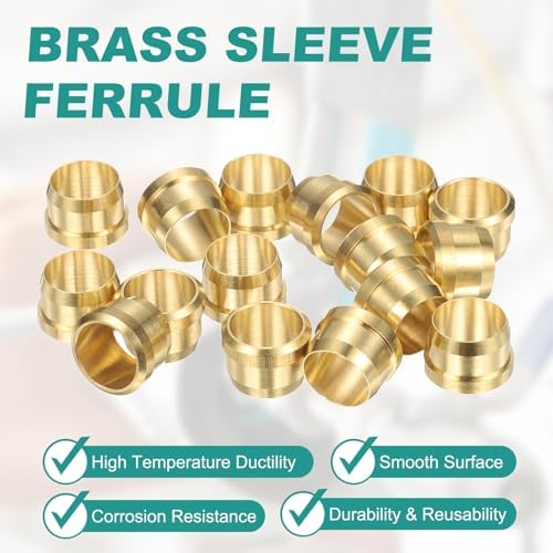PATIKIL 10 mm OD Tube Compression Sleeves Ferrules, 16 Pack Brass Ferrule Compression Fittings for Water Oil Air Pipes - Image 3