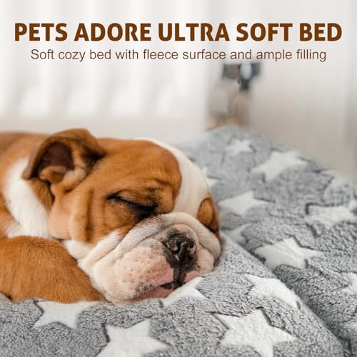 Mora Pets Dog Crate Pad Bed Ultra Soft Pet Mat Star Print Grey 35 x 23 Inch - Image 2