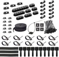 ZIIYAN 163 PCS Cable Management Kit, 3 Wire Organizer Sleeve, 8 Self Adhesive Cable Holder, 25 Cord Clips, 20+2 Roll Reusable Cable Straps and 100 Fastening Cable Ties for Computer TV Under Desk by ZIIYAN