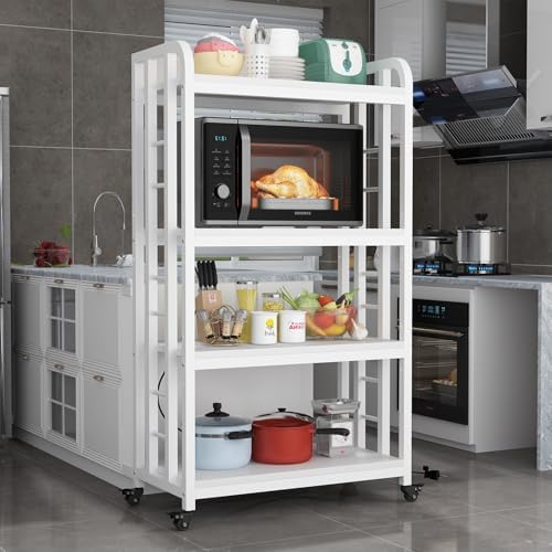 Bakers Rack with Power Outlet ，4-Tier Kitchen Baker's Rack,Microwave Cart - Image 7