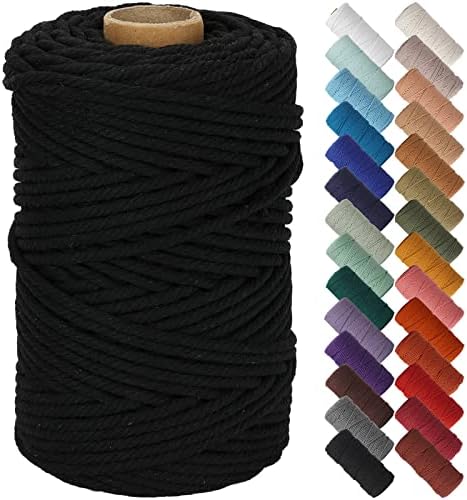 NOANTA Black Macrame Cord 5mm x 109yards, Colored Cotton Rope Macrame Yarn by NOANTA