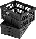 Eslite 16L Plastic Collapsible Storage Crates,Folding Crates Storage,Pack of 4,Black by Eslite