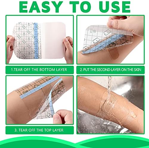Nuanchu 50 Pcs Waterproof Transparent Adhesive Bandages Clear Adhesive Bandages Stretch Film Tape Tattoo Cover up Tape for Tattoo Swimming Shower(6 x 7.7 Inch) - Image 5