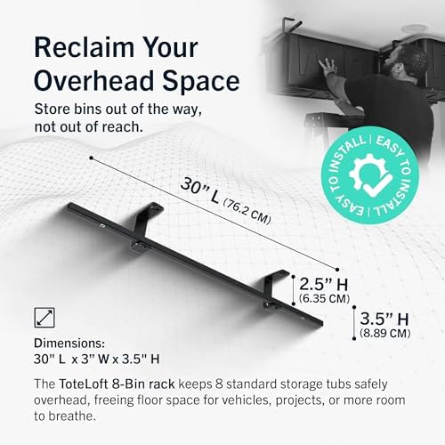 StoreYourBoard Ceiling Tote Storage Rails, Capacity for 8 Bins, Hold 400 lb - Image 2