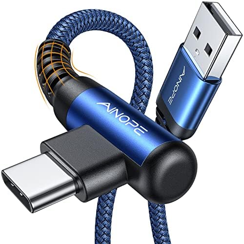 AINOPE USB C Cable 3ft Right Angle, 2-Pack USB to USB C Cable 3ft 3.1A Fast Charging Nylon Braided USB A to USB C Cable Blue Accessories Fit for Galaxy S20 S10 S9 S8 Plus,V30,V20,G6 by AINOPE10yearsforphoneaccessories
